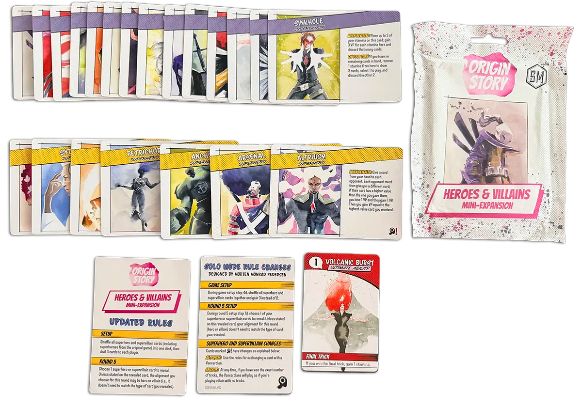 Origin Story:  Heroes & Villains (Mini-Expansion) game setup