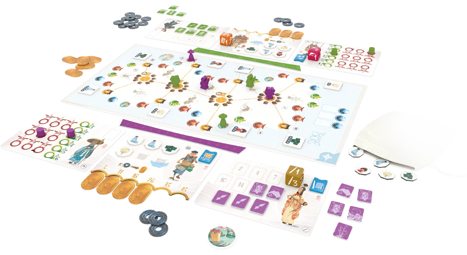 Tokaido Duo game setup