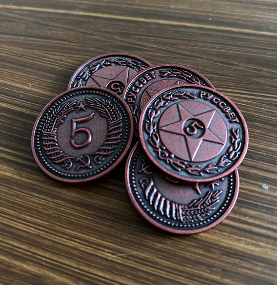 Red $5 Metal Coins for Scythe and Expeditions - 2024 Version (Stonemaier Games)