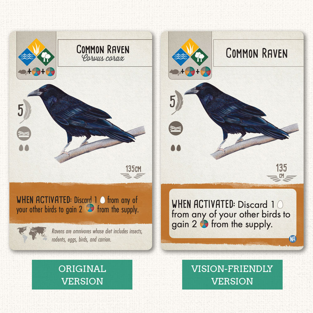 Wingspan Vision-Friendly Cards: Core Game